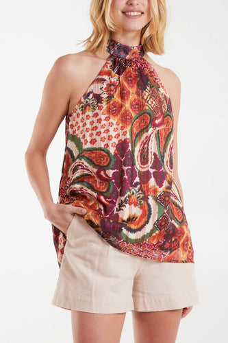 Abstract Halter Neck Top