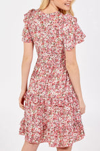 Pink Angel Sleeve Floral Dress