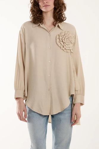 Ruffle Beige Shirt
