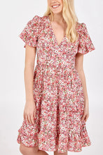 Pink Angel Sleeve Floral Dress