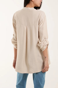 Embroidered Elastic Cream Shirt