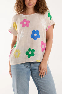 Linen Floral Tee