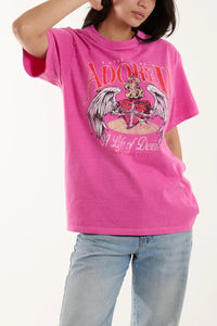 Adored Print Pink T-Shirt