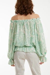 Floral Pattern Bardot Top