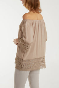 Bardot Embroidered Hem Top