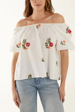 Floral Embroidered Bardot Top