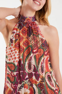 Abstract Halter Neck Top