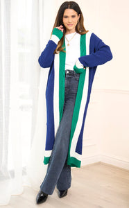 Colour Block Cardigan Blue/White