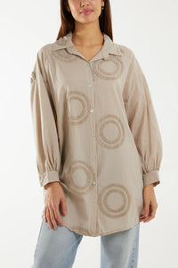 Cotton Beige Double Circle Shirt