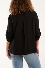 Embroidered Elastic Black Shirt