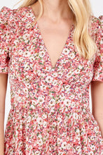 Pink Angel Sleeve Floral Dress