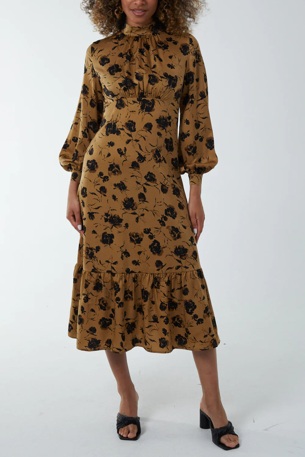 Satin Gold and Floral Dress