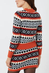 Geometric Knitted Jumper & Skirt Set