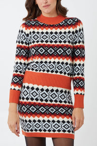 Geometric Knitted Jumper & Skirt Set