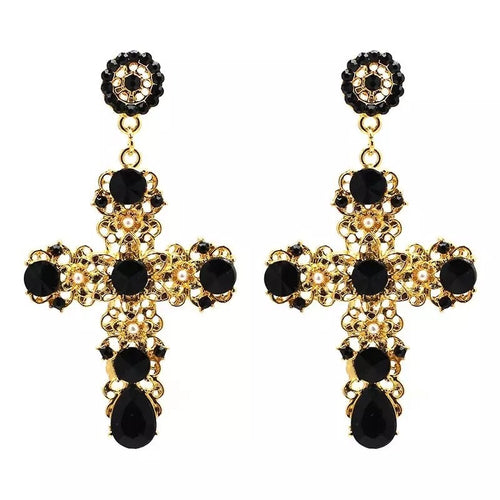 Gold cross earrings